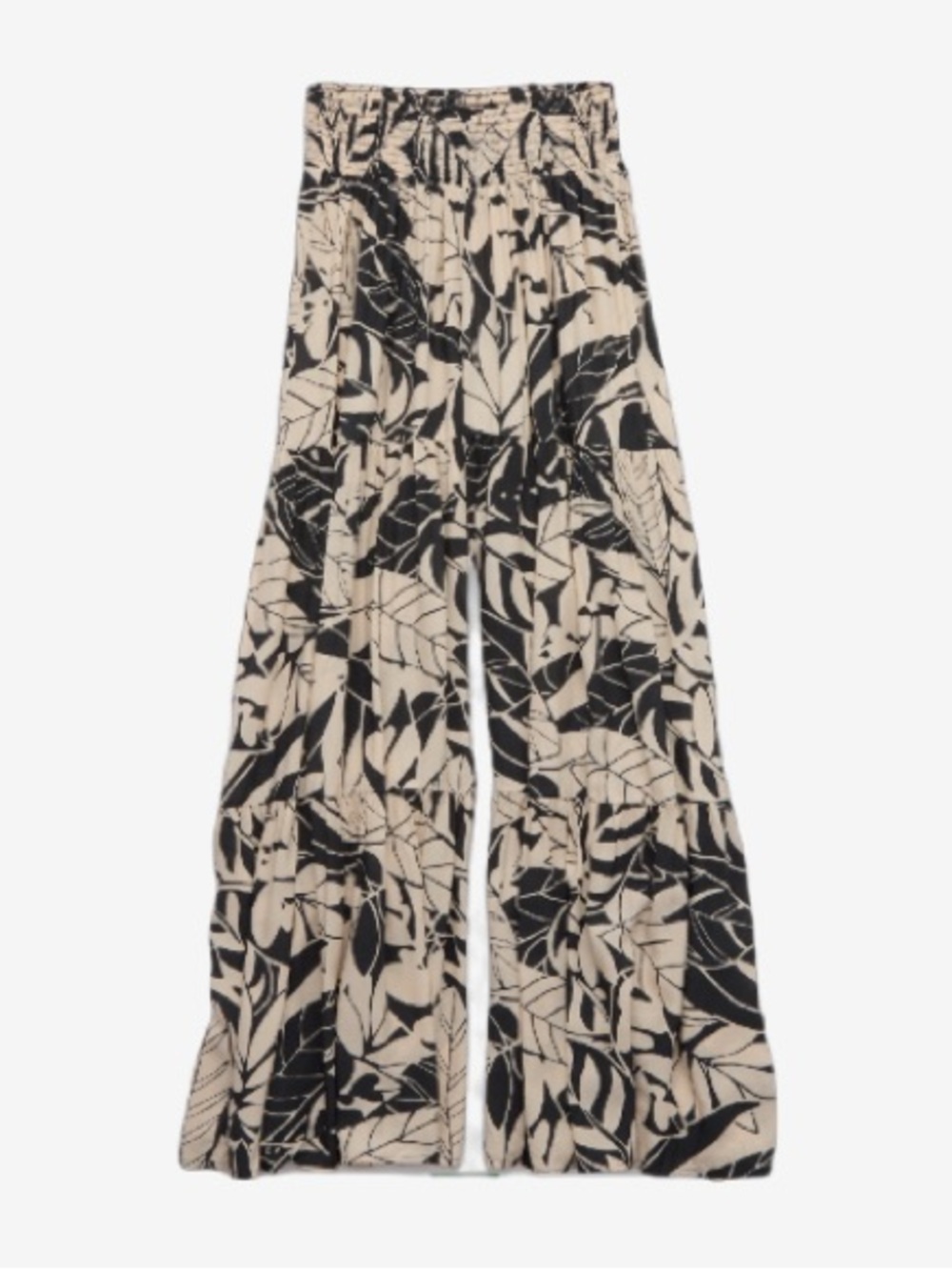 aerie Black & Cream Floral Tiered Palazzo Pants
